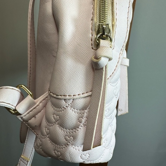 Betsey Johnson Womens Blush Pink Backpack Quilted Zipper Pockets Lined Logo main image 5